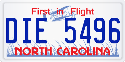 NC license plate DIE5496