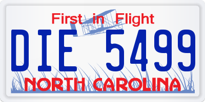 NC license plate DIE5499