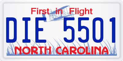 NC license plate DIE5501