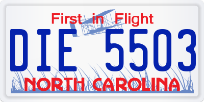 NC license plate DIE5503