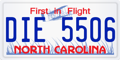 NC license plate DIE5506