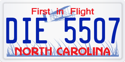 NC license plate DIE5507