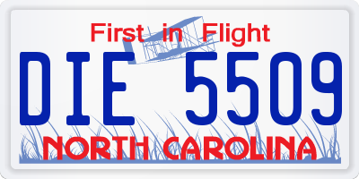 NC license plate DIE5509