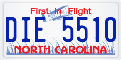 NC license plate DIE5510