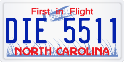 NC license plate DIE5511
