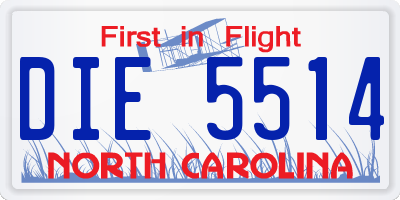 NC license plate DIE5514