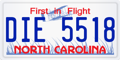 NC license plate DIE5518