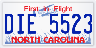 NC license plate DIE5523