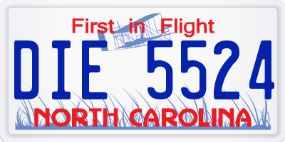 NC license plate DIE5524