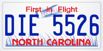 NC license plate DIE5526