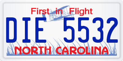 NC license plate DIE5532