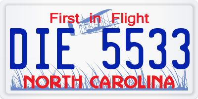 NC license plate DIE5533