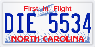 NC license plate DIE5534