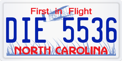 NC license plate DIE5536