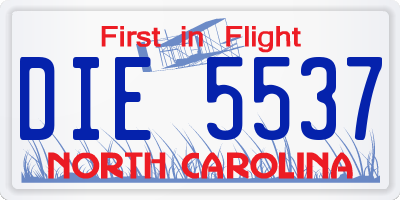 NC license plate DIE5537