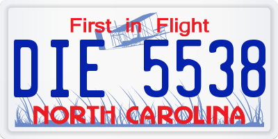 NC license plate DIE5538