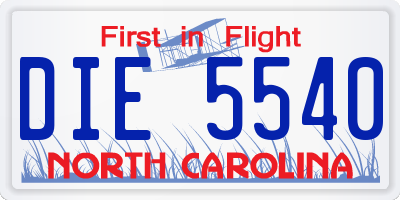 NC license plate DIE5540