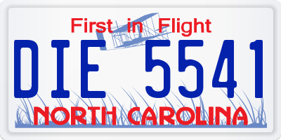 NC license plate DIE5541
