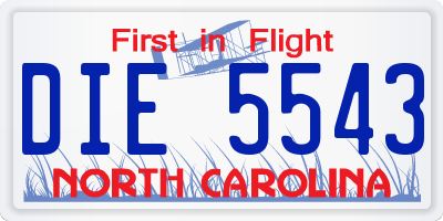 NC license plate DIE5543