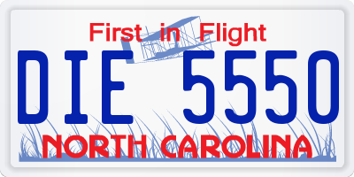 NC license plate DIE5550