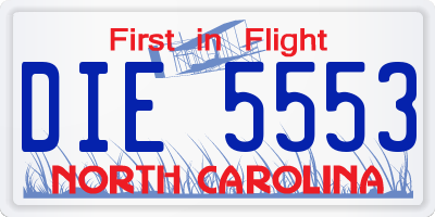 NC license plate DIE5553