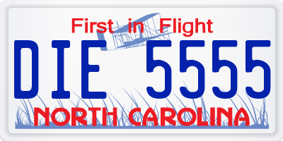 NC license plate DIE5555