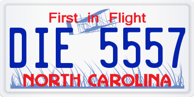NC license plate DIE5557
