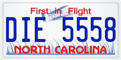 NC license plate DIE5558