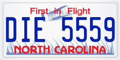 NC license plate DIE5559