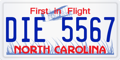 NC license plate DIE5567
