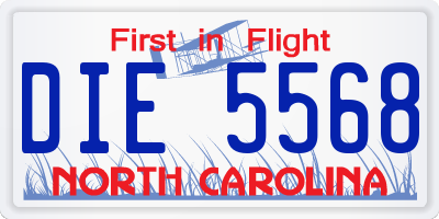 NC license plate DIE5568