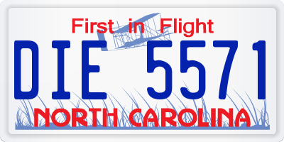 NC license plate DIE5571