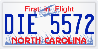 NC license plate DIE5572
