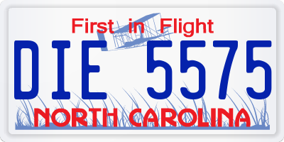 NC license plate DIE5575