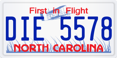 NC license plate DIE5578