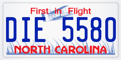 NC license plate DIE5580