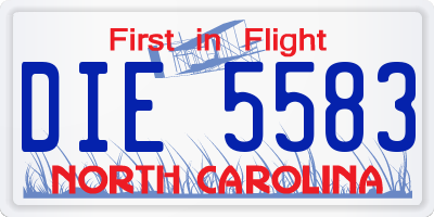 NC license plate DIE5583