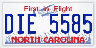 NC license plate DIE5585