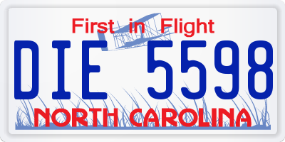 NC license plate DIE5598