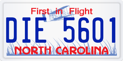 NC license plate DIE5601