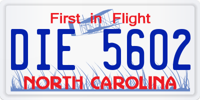 NC license plate DIE5602