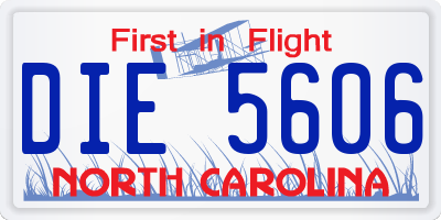 NC license plate DIE5606