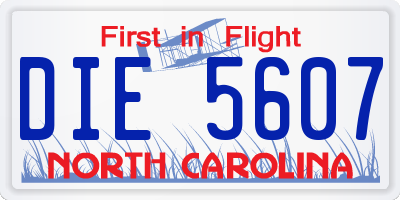 NC license plate DIE5607