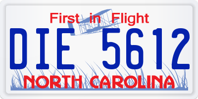 NC license plate DIE5612