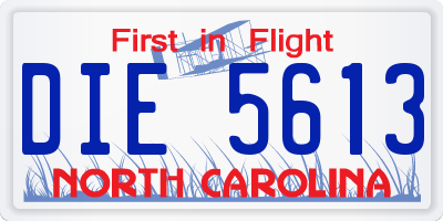 NC license plate DIE5613