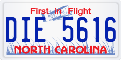 NC license plate DIE5616