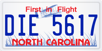 NC license plate DIE5617