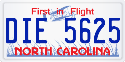 NC license plate DIE5625