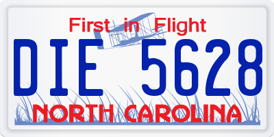 NC license plate DIE5628