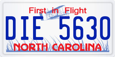 NC license plate DIE5630
